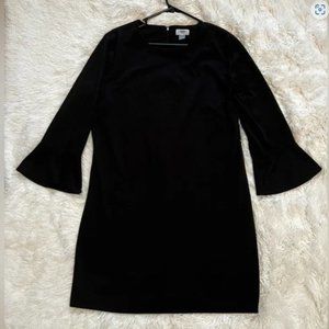 Women's Black Fitted Dress with Bell Sleeves